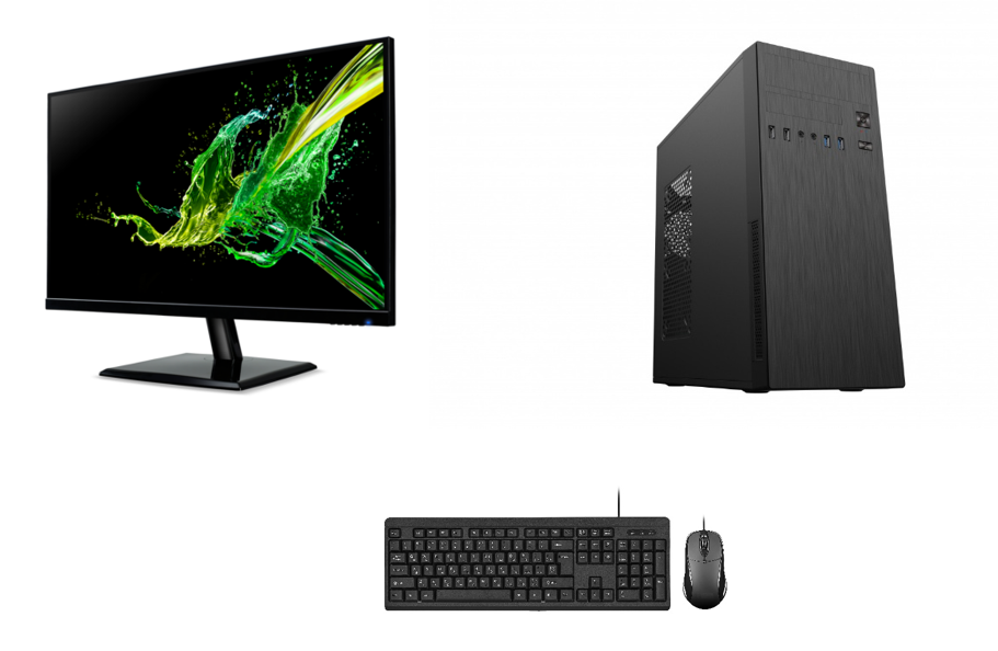 Системний блок Unicore (i5-12400 2.5GHz/H610/16G/SSD-512GB/Wi-Fi-AC/400W/WIN 11 PRO UKR/Microsoft Office/монітор 23,8″/клавіатура+миша)